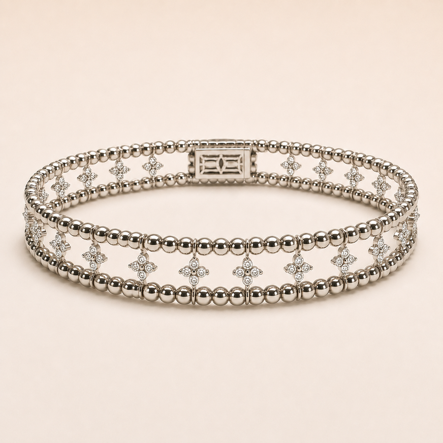 2 Row Flower Flexible Bangle