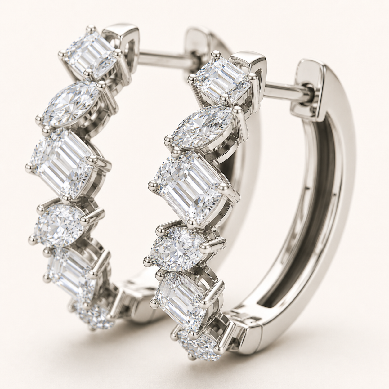 Huggi Hoop Earing Multi Stone