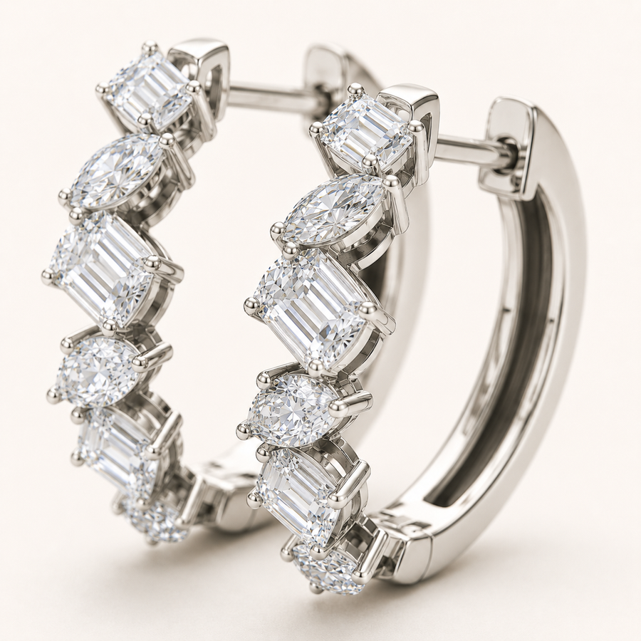 Huggi Hoop Earing Multi Stone