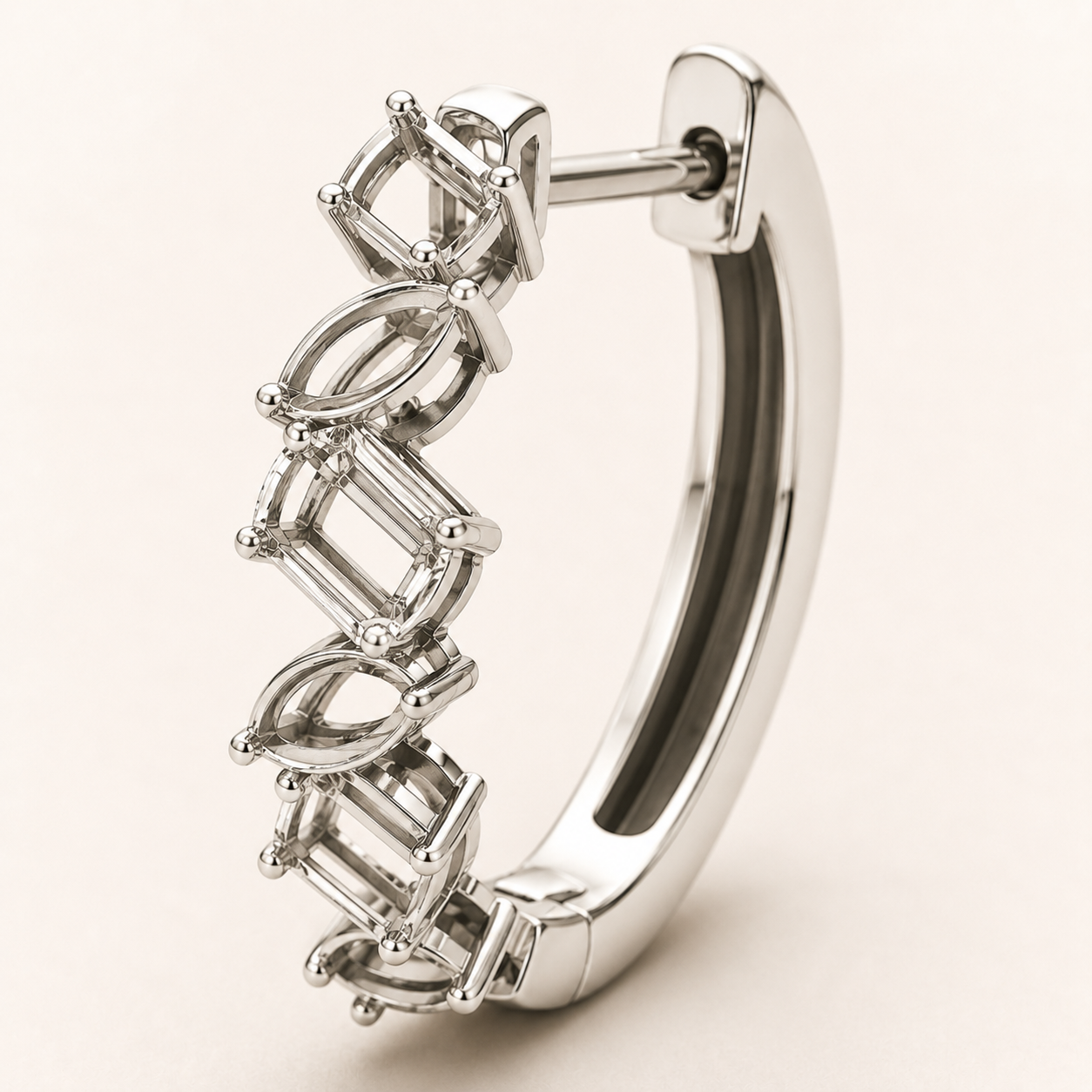 Huggi Hoop Earing Multi Stone