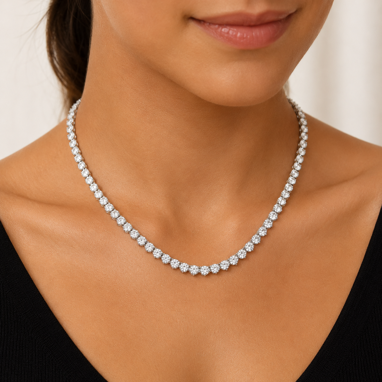 Classic 3Prong Tennis Necklace