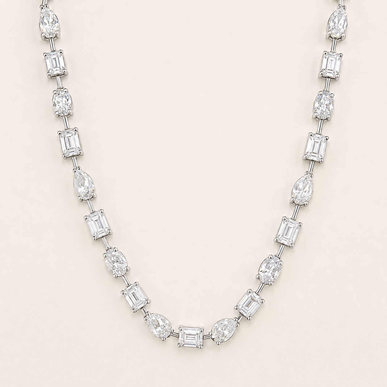 Multi Stone Tennis Necklace-Straight