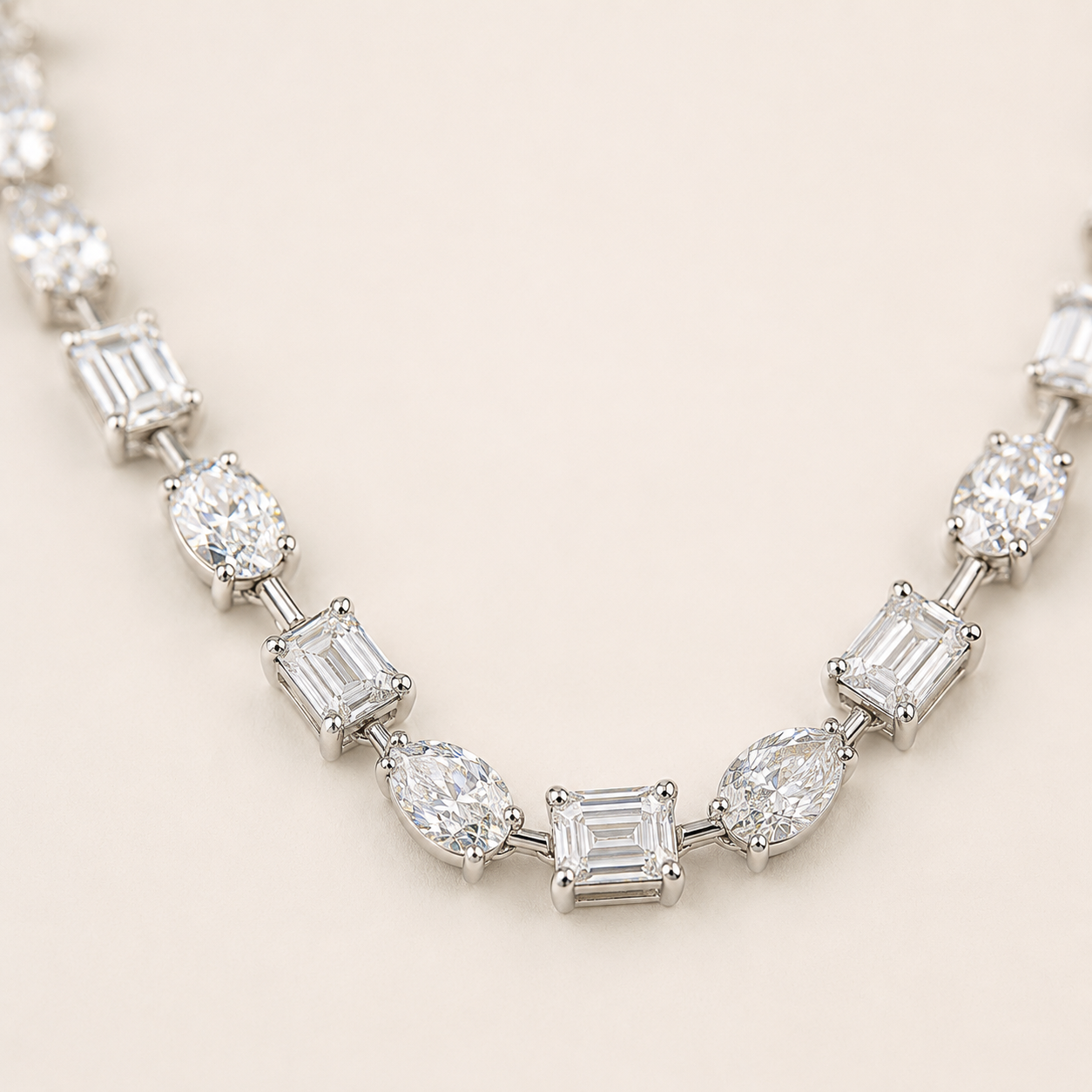 Multi Stone Tennis Necklace-Straight