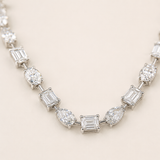 Multi Stone Tennis Necklace-Straight