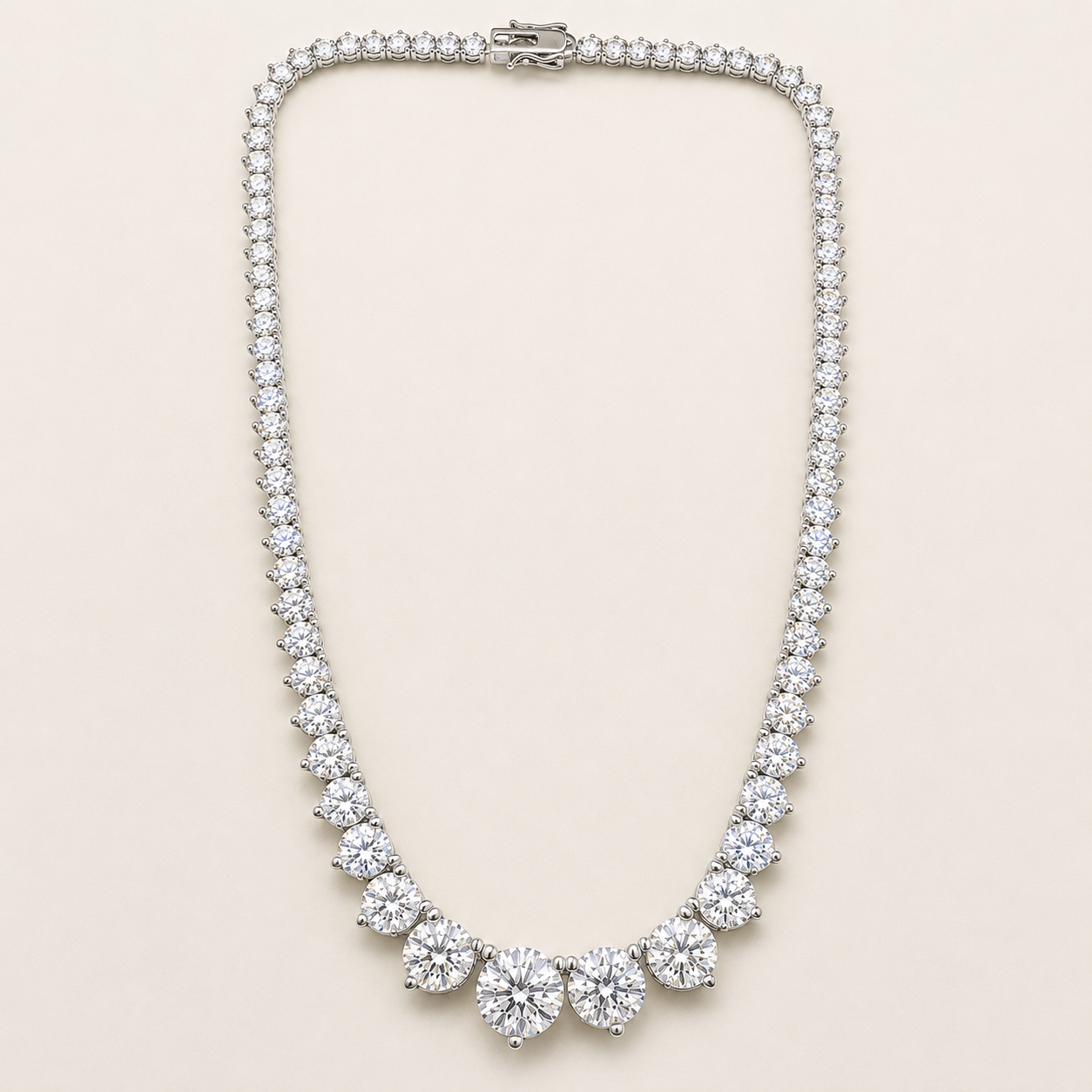 Graduated 3Prong Tennis Necklace