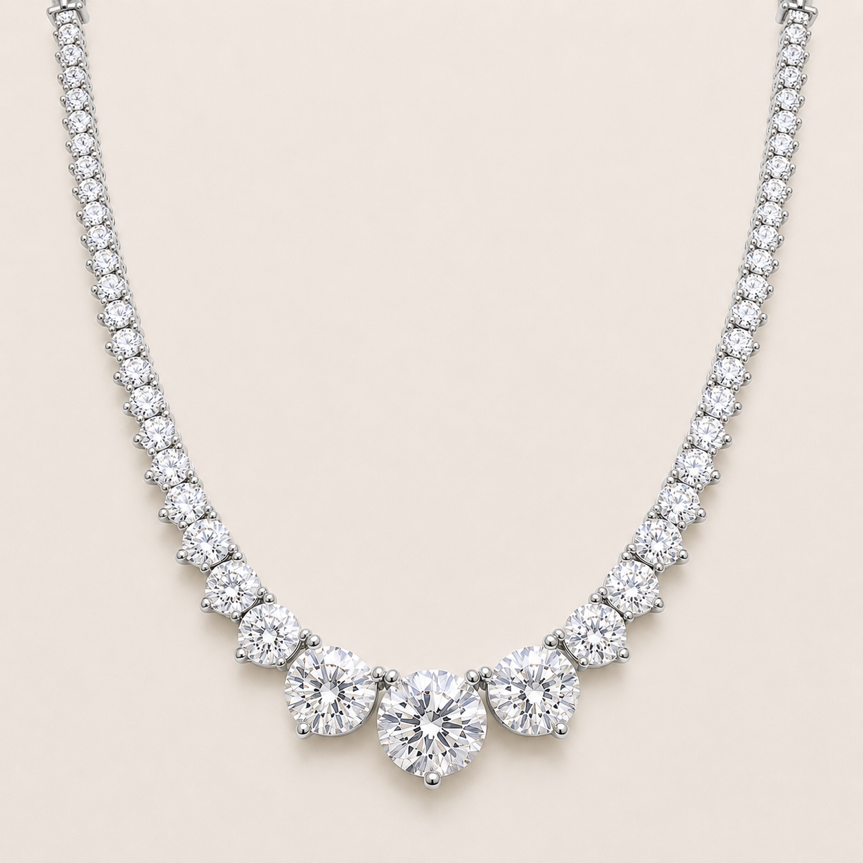 Graduated 3Prong Tennis Necklace