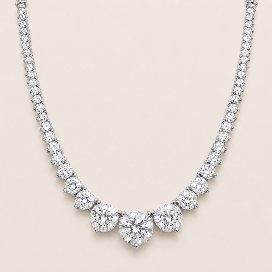 Graduated 3Prong Tennis Necklace