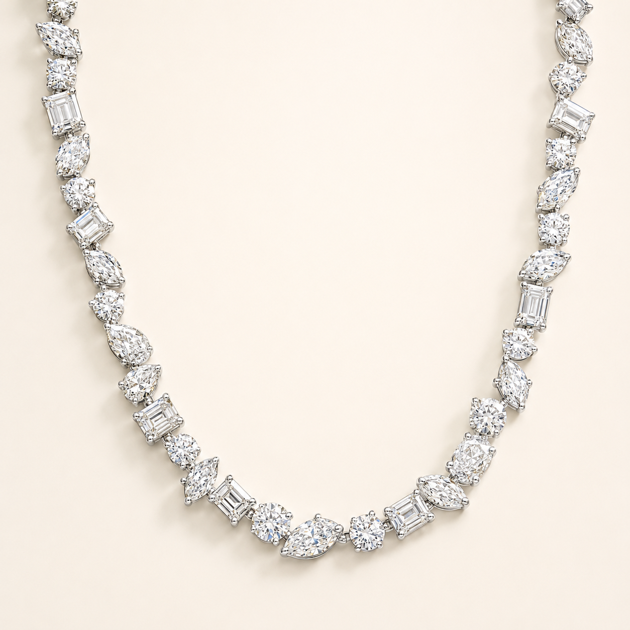 Multi Stone Tennis Necklace-Tilted