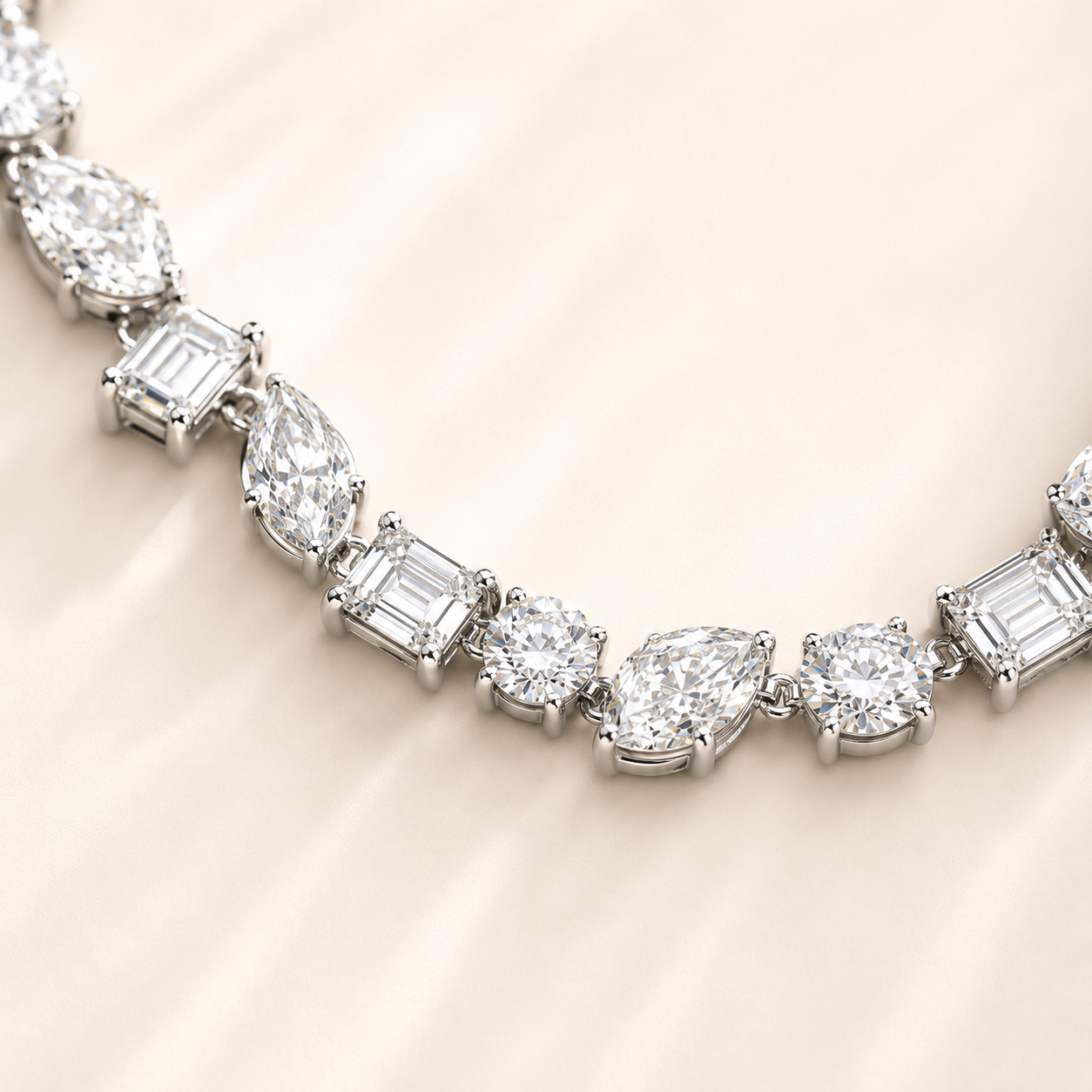 Multi Stone Tennis Necklace-Tilted