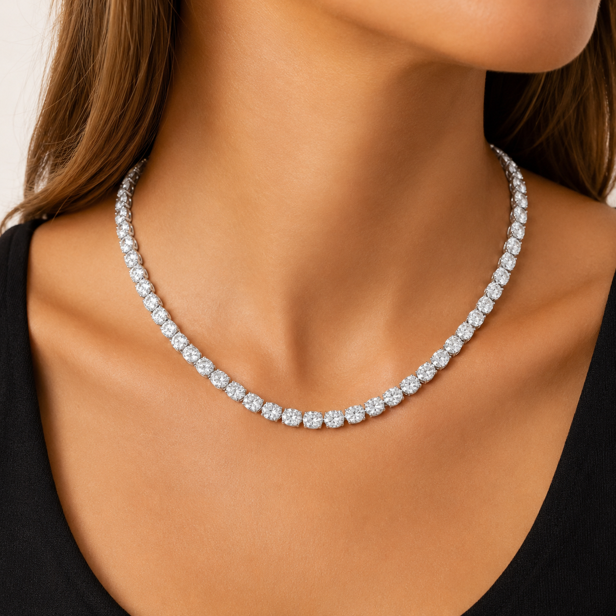 Oval Tennis Necklace-EW