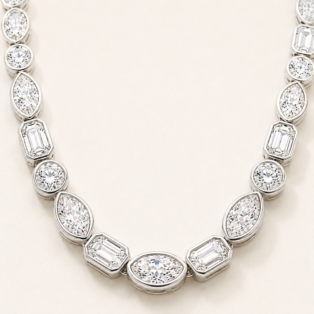 Multi Stone Tennis Necklace-Bezel