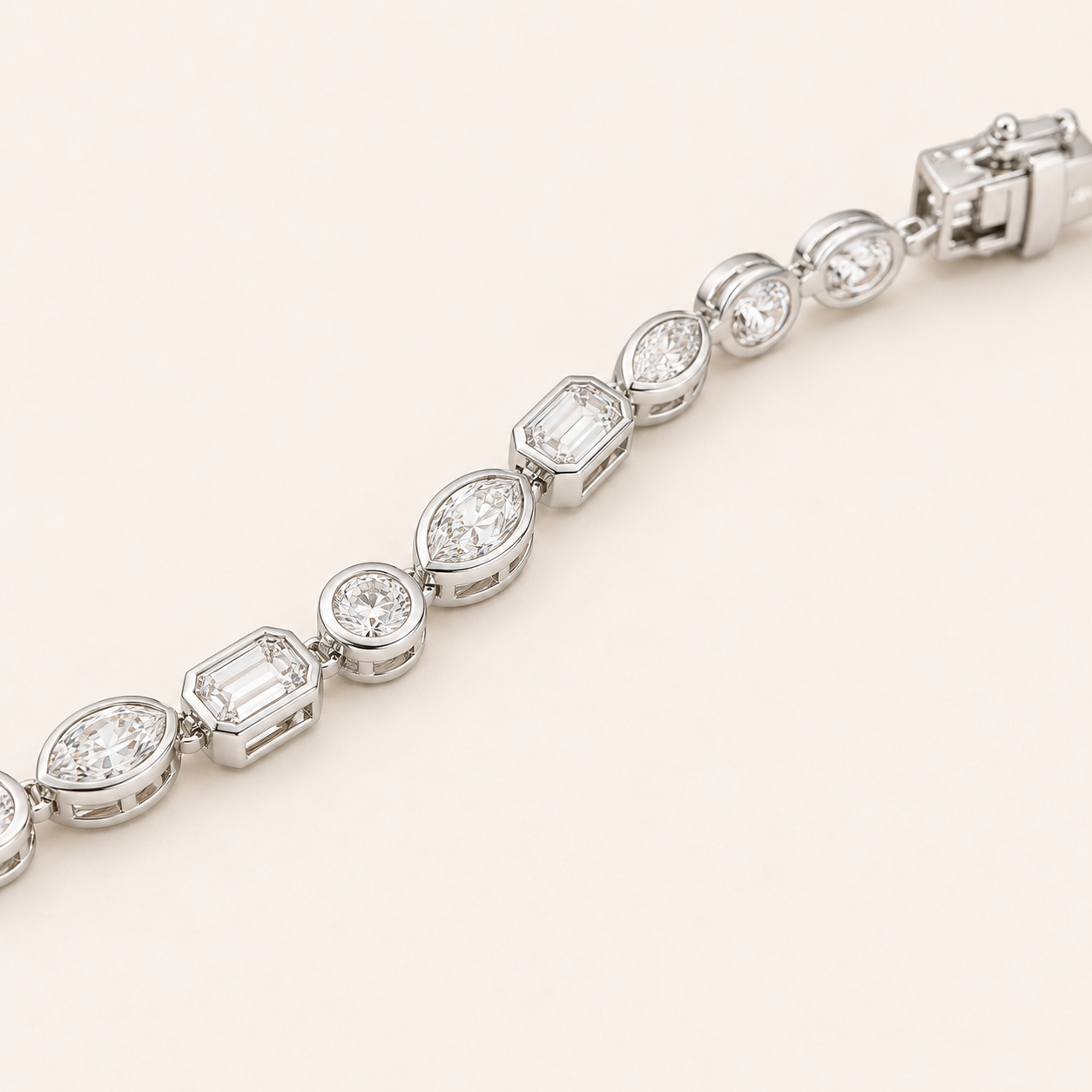 Multi Stone Tennis Bracelet-Bezel