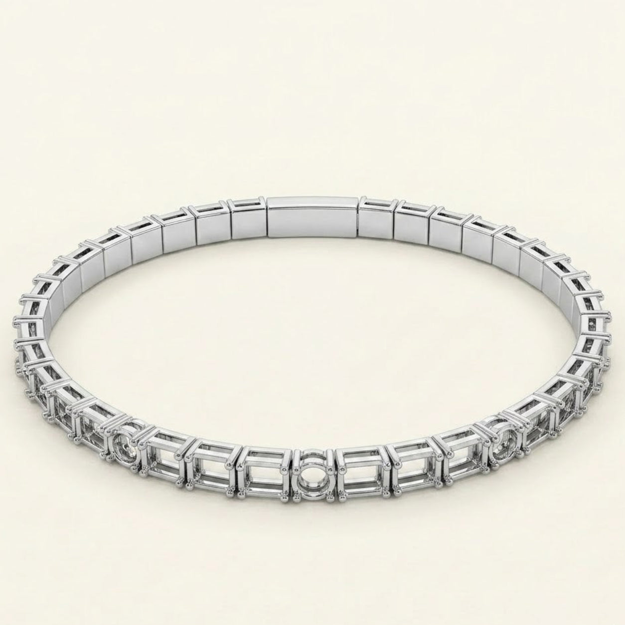 Emerald-Round Flexible Bangle