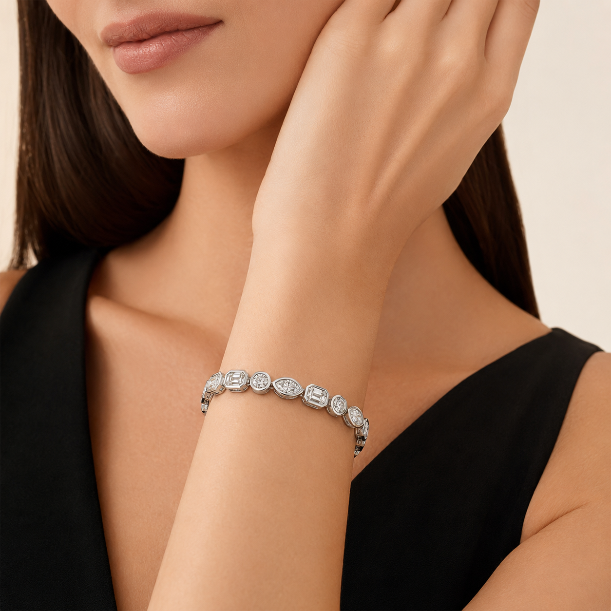 Multi Stone Tennis Bracelet-Bezel