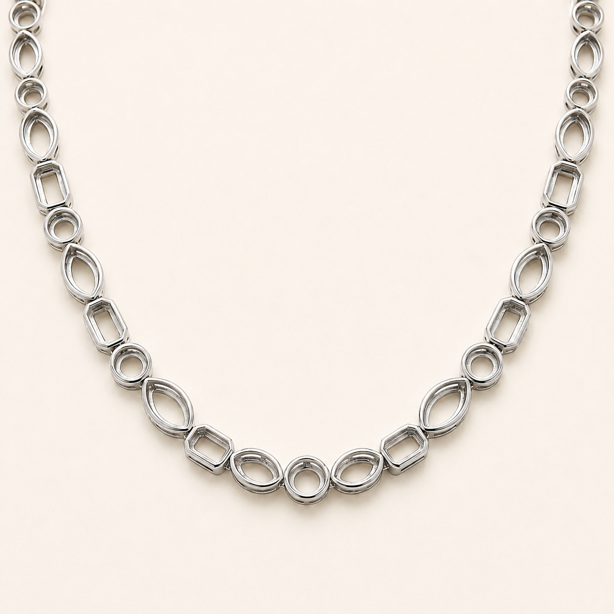 Multi Stone Tennis Necklace-Bezel