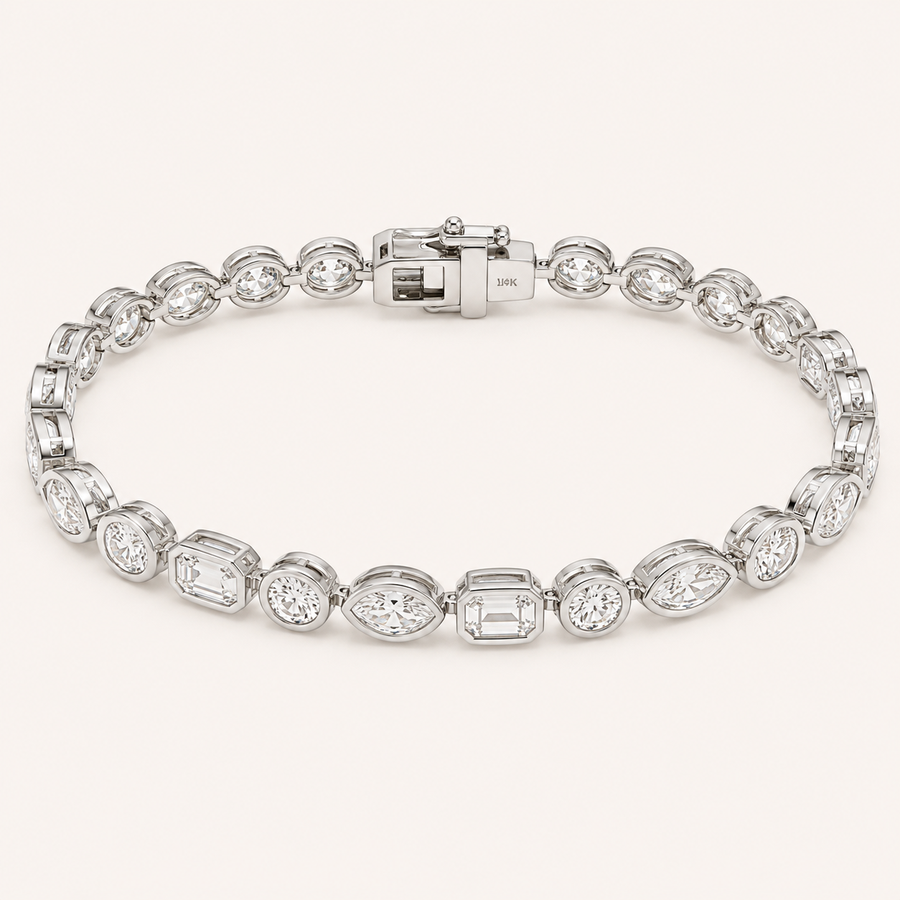 Multi Stone Tennis Bracelet-Bezel